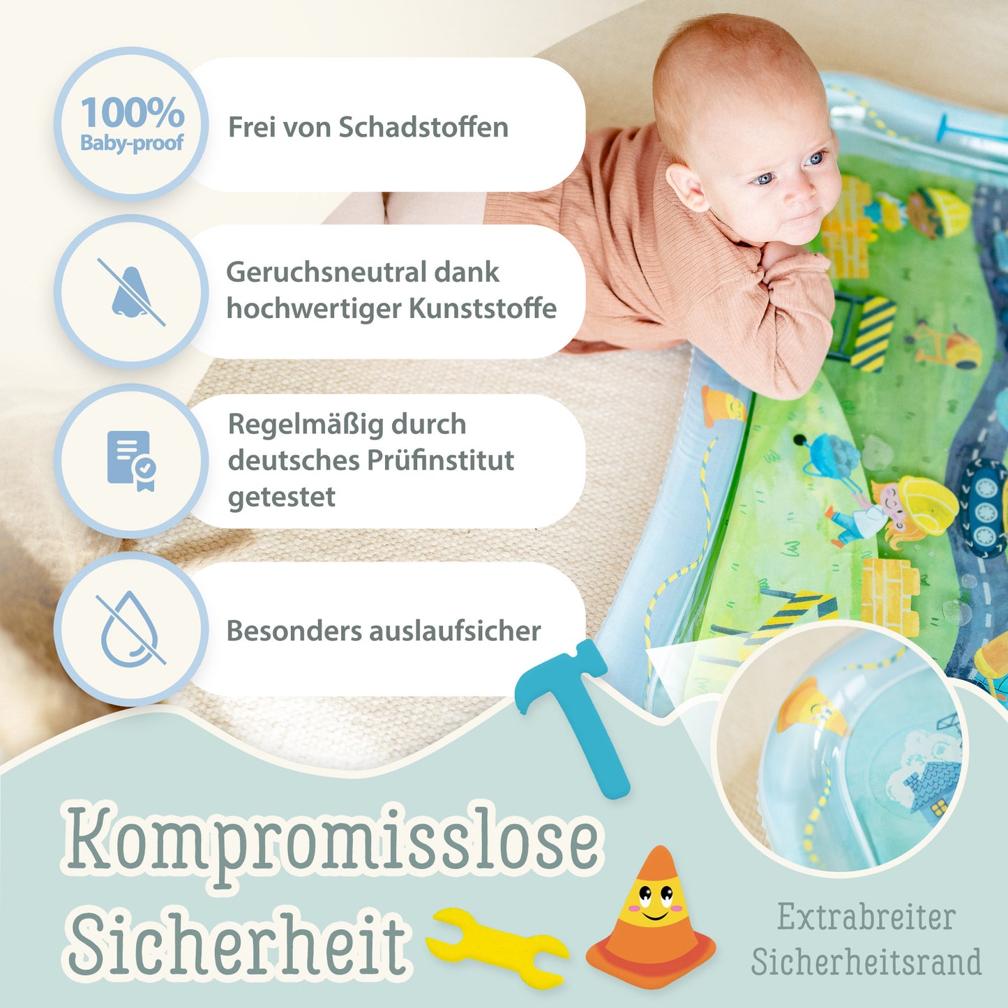 Freudeskind Tummy Time Water Play Mat (Construction Site)