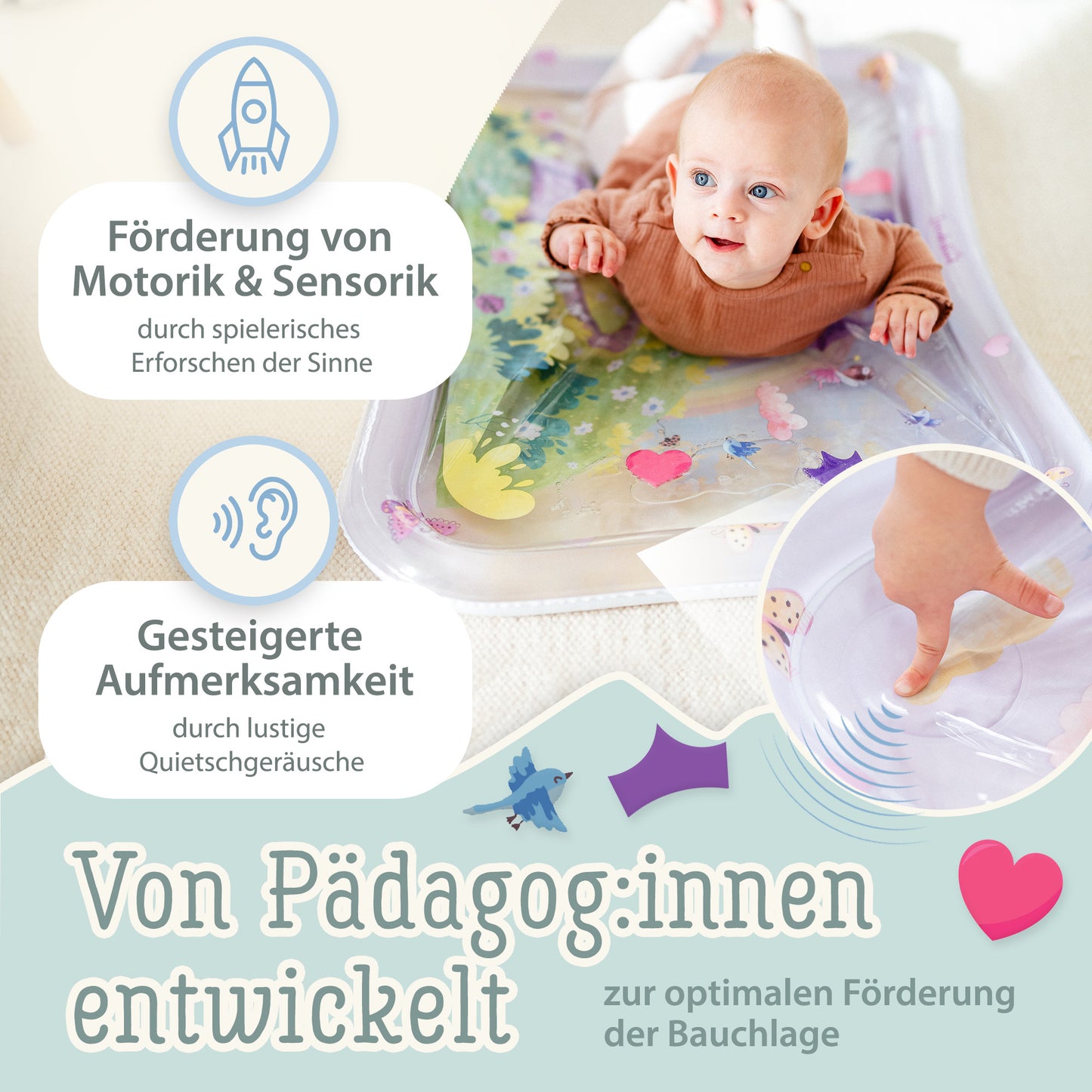 Freudeskind Tummy Time Water Play Mat (Fairytale Castle)