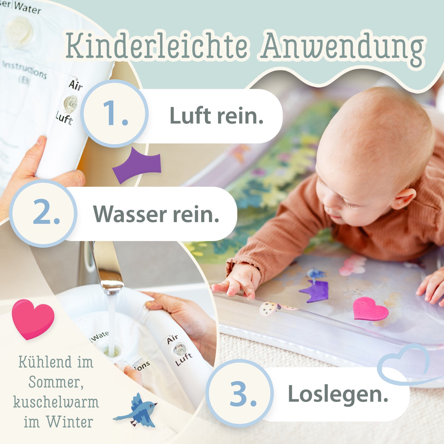 Freudeskind Tummy Time Water Play Mat (Fairytale Castle)