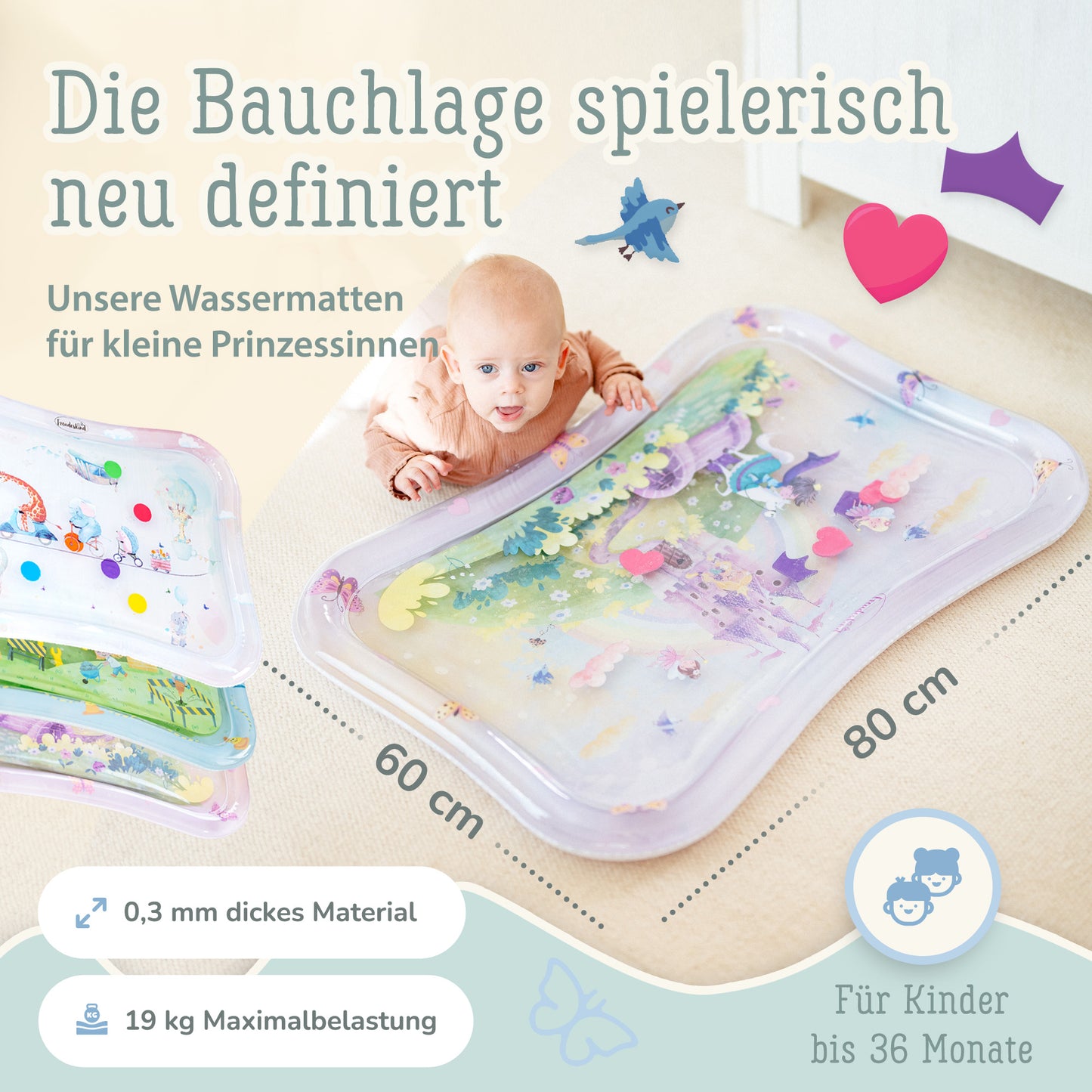Freudeskind Tummy Time Water Play Mat (Fairytale Castle)